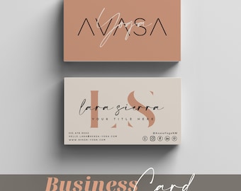 AVASA I Business Card, CANVA Template, Minimalist Business Cards, BOHO Yoga, Modern Editable Business Card Design, Printable Business Cards
