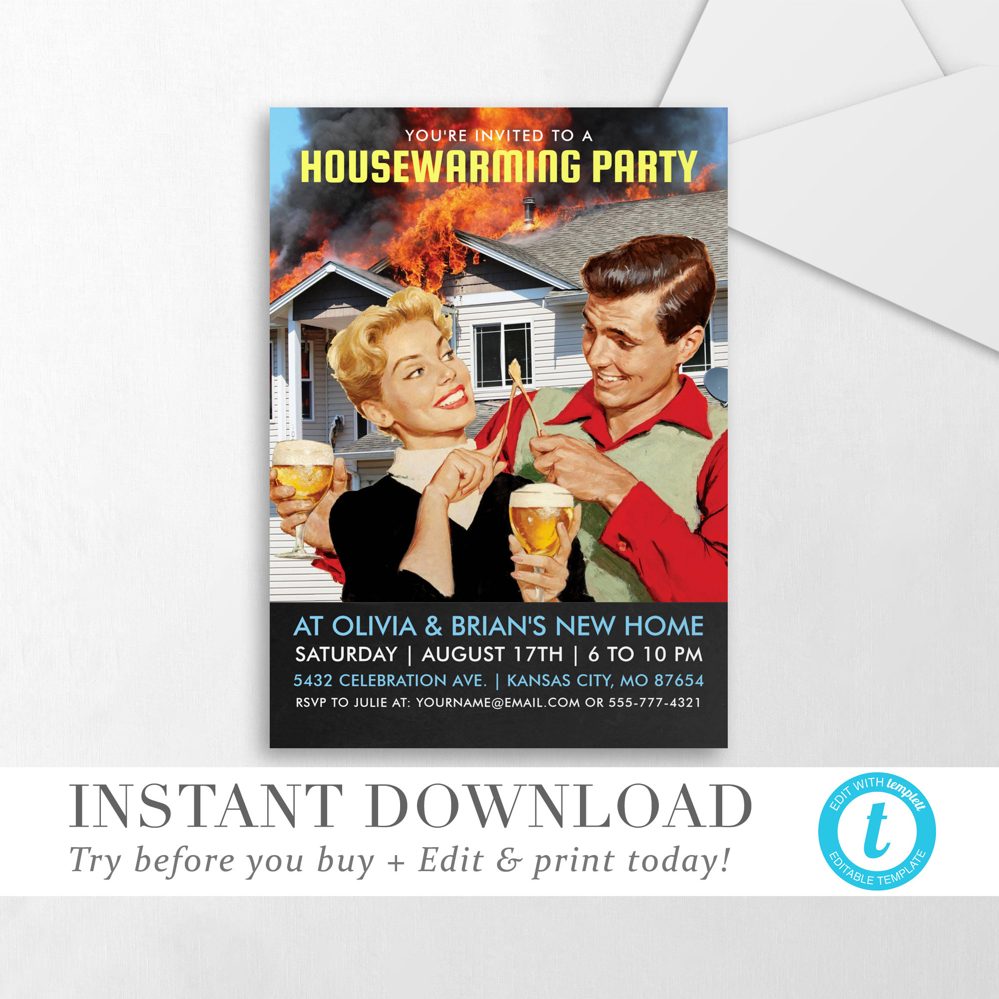 Funny Housewarming Party Invitation INSTANT DOWNLOAD Party - Etsy Funny Housewarming Party Invitation INSTANT DOWNLOAD Party - Etsy