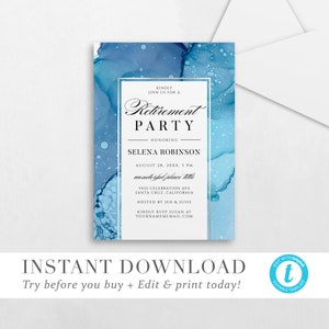 Ethereal Wave Retirement Party Invitation INSTANT DOWNLOAD Retirement Invite Editable Template Printable Templett V07 - Try before you buy!