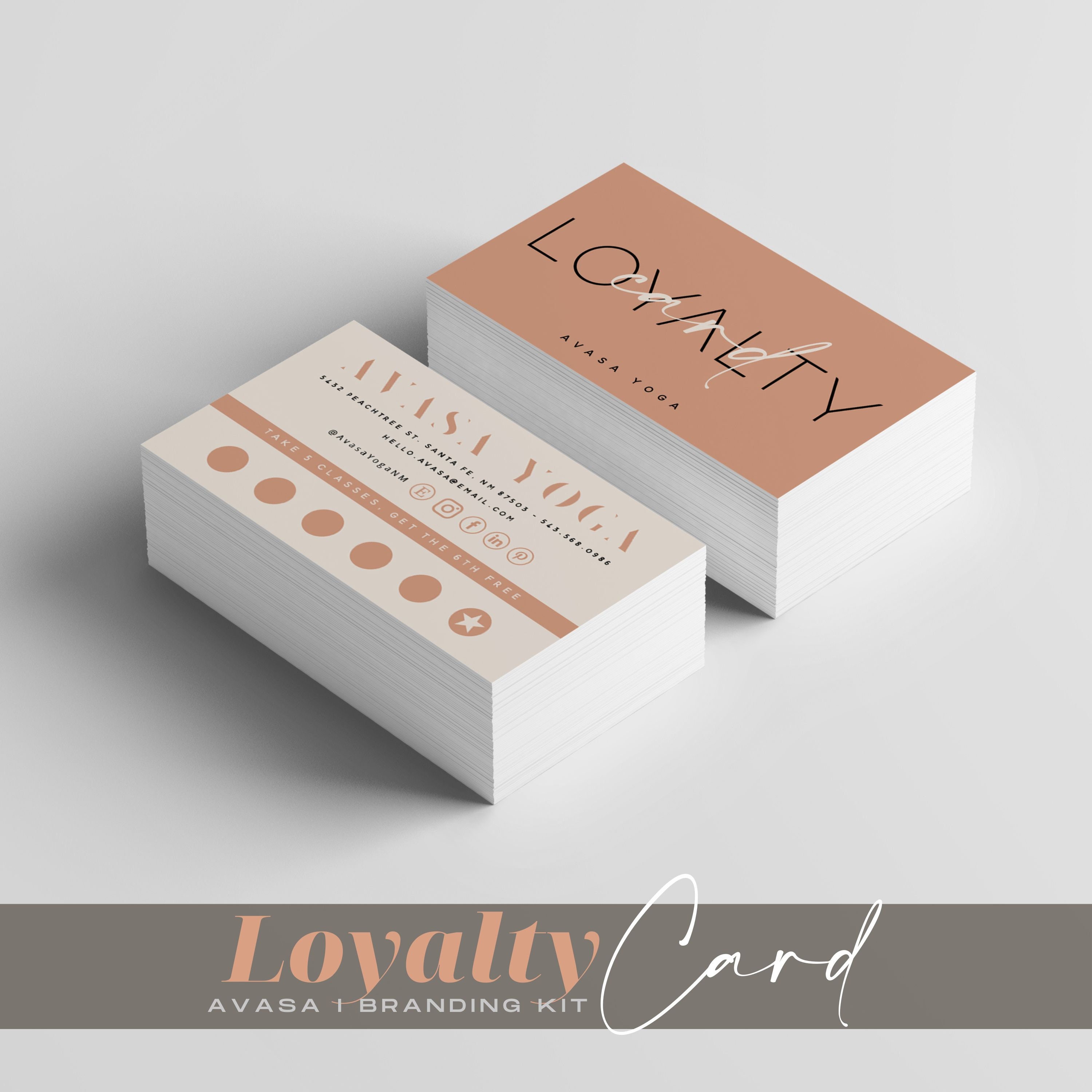 AVASA Loyalty Card, CANVA Template, Boho Modern Customer Loyalty Cards ...