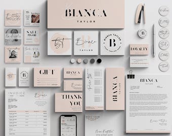 BIANCA I Mega CANVA Complete Branding Kit, Logos, Business Stationary, Social Media posts, Client Forms 70+ DIY Easy-to-Use Modern Templates