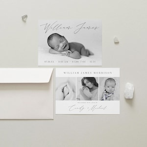 CANVA geboortekaartje fotokaartsjabloon 3.1, instant download, modern cursief geboortekaartje, digitale iPhone DIY bewerkbare afdrukbare