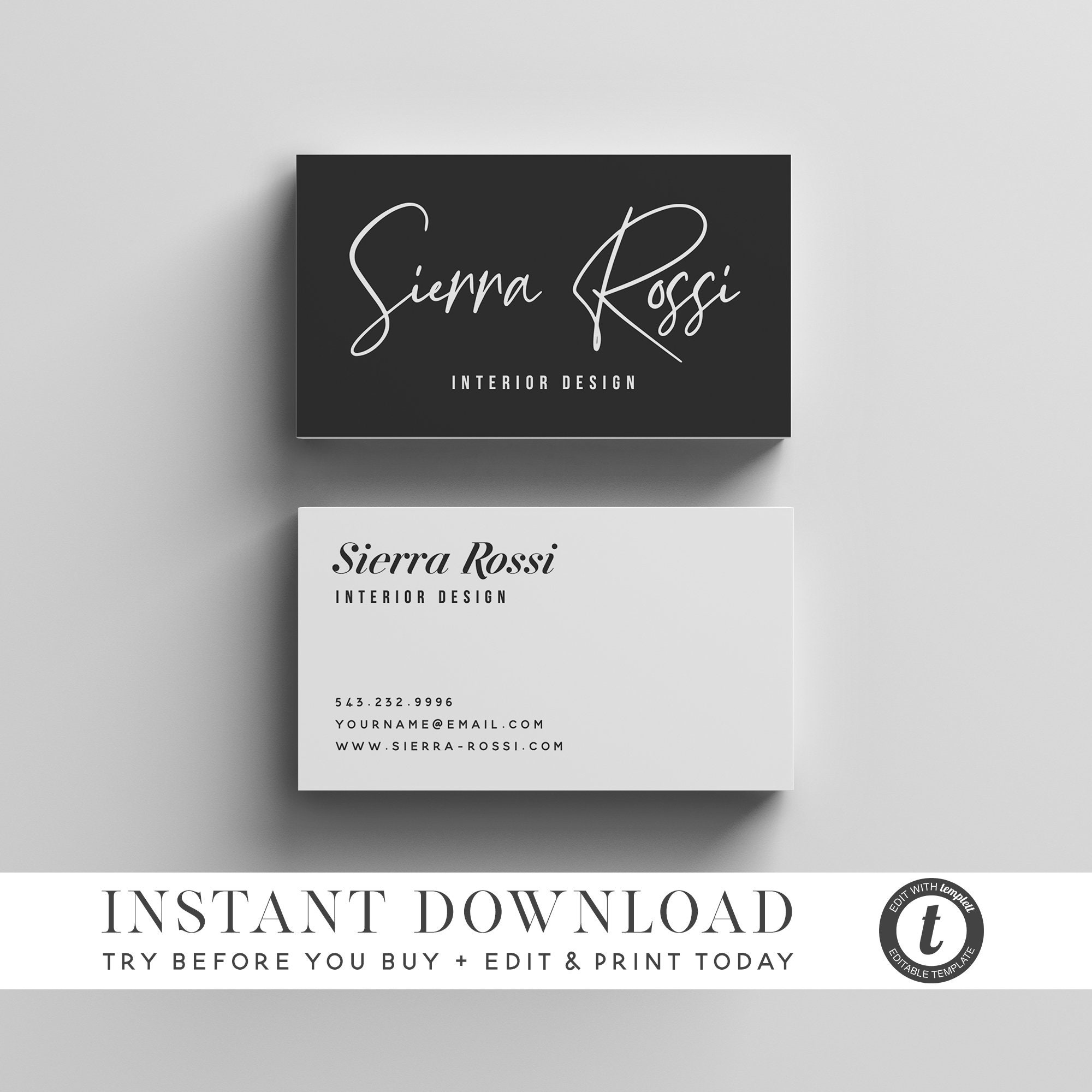 Business Card Template, INSTANT DOWNLOAD, Business Cards, Editable Business  Card Design, Printable Business Cards Try Before You Buy 