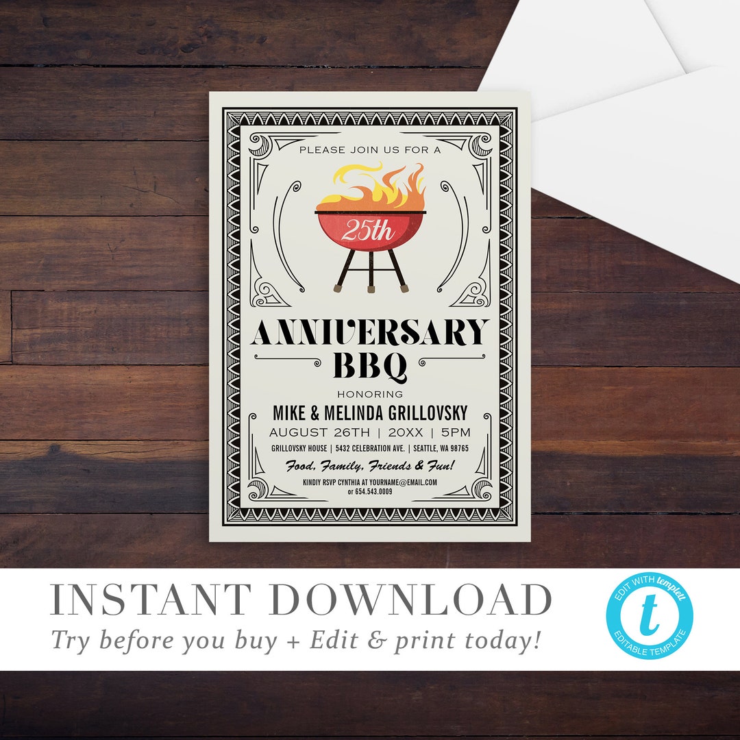 Anniversary Party Invitation | Printable Editable Anniversary ...