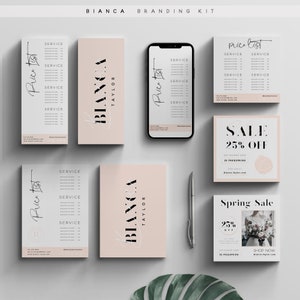 BIANCA Price List Template, Instagram Price List Template, Sale Instagram Posts, 7 Template sizes, DIY Fully Customizable Editable Printable