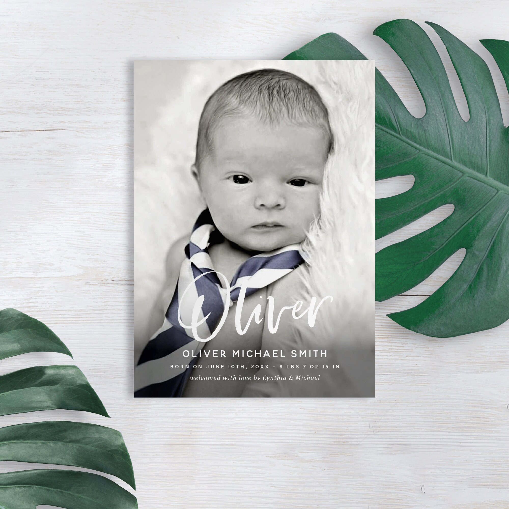 Birth Announcement Photo Card Template INSTANT DOWNLOAD Etsy