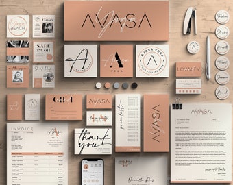 AVASA I Mega CANVA Branding Kit, Logos, Social Media posts, Client Forms, Business Cards, 70+ DIY Customizable Editable Printable Templates