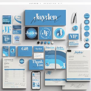 JAYDEN I Mega CANVA Complete Branding Kit, Logos, Social Media posts, Client Forms, Business Cards, 70+ DIY Easy to Customize Branding Kit