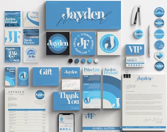 JAYDEN I Mega CANVA Complete Branding Kit, Logos, Social Media posts, Client Forms, Business Cards, 70+ DIY Easy to Customize Branding Kit