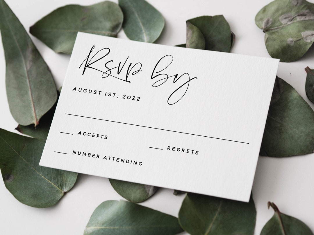 SILKA Modern Script Wedding RSVP Card Template INSTANT Download, Casual ...