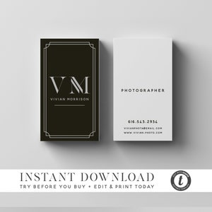 Business Card Template, INSTANT DOWNLOAD, Editable Business Cards, Minimalist Business Cards, Printable Business Cards Templett Custom Color