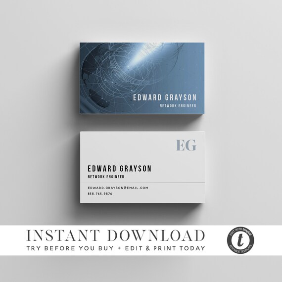 Business Card Template, INSTANT DOWNLOAD, Business Cards, Editable Business  Card Design, Printable Business Cards Try Before You Buy 