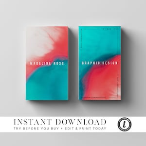 Abstract Modern Business Cards, INSTANT DOWNLOAD, Business Card Template, Editable Printable Business Card Design - Try before you buy!