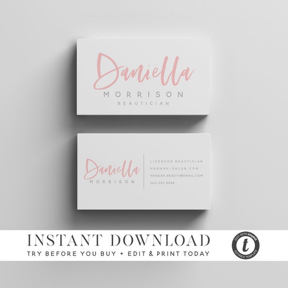 Business Card Template, INSTANT DOWNLOAD, Minimalist Business Cards, Modern  Chic Editable Business Card Design, Printable Business Cards (Download Now)  