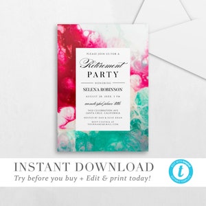 Ethereal Wave Retirement Party Invitation INSTANT DOWNLOAD Retirement Invite Editable Template Printable Templett V04 - Try before you buy!