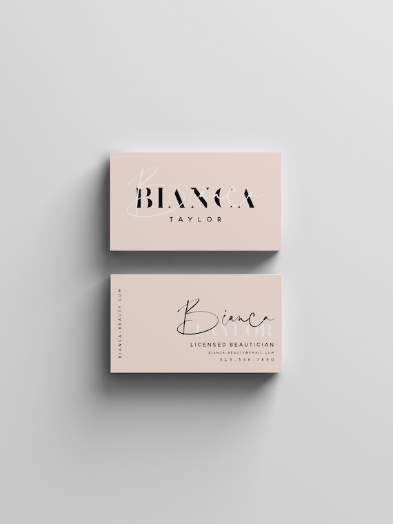 BIANCA Business Card Template, Minimalist Business Cards, Modern Chic  Cursive Editable Business Card Design, Printable Business Cards 