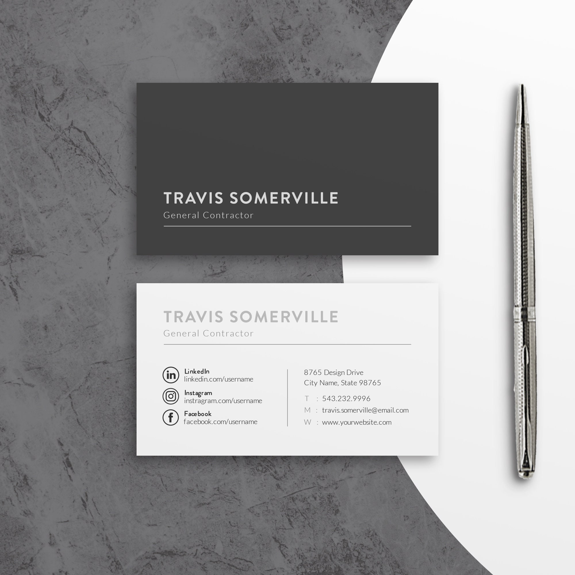 Printable Business Cards Business Cards Business Card Template Try before you buy! INSTANT DOWNLOAD Editable Business Card Design