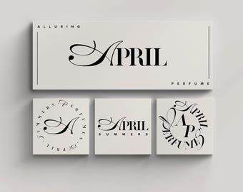 APRIL I - Logo Set for CANVA - 15+ Logos, 12+ Social Media Headers, Avatars, Elegant Calligraphy Font, DIY Logo Templates, Branding Kit