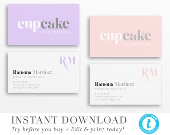 Business Card Template, INSTANT DOWNLOAD, Business Cards, CUSTOM Color Business Card Design, Printable Business Cards - Try before you buy!
