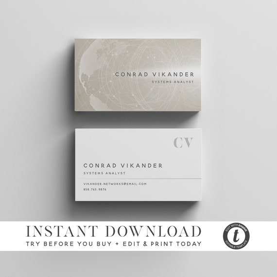 Business Card Template, INSTANT DOWNLOAD, Business Cards, Editable Business  Card Design, Printable Business Cards Try Before You Buy 