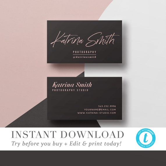 Business Card Template, INSTANT DOWNLOAD, Business Cards, Editable Business  Card Design, Printable Business Cards Try Before You Buy 