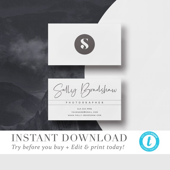 Business Card Template, INSTANT DOWNLOAD, Business Cards, Editable Business  Card Design, Printable Business Cards Try Before You Buy 