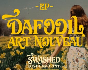 ZP DAFODIL - Art Nouveau Font - Personal License - Hand-drawn display font with swashed alternates. Great for Weddings, Branding & Events