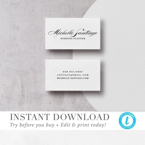 Minimalist Business Card Template, INSTANT DOWNLOAD, Editable Business  Cards, Cursive Business Cards, Printable Business Card Templett V014 