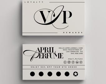 APRIL I Loyalty Card, CANVA Template, Elegant Minimalist VIP Loyalty Cards, Modern Editable Rewards Card Design, Printable Loyalty Cards