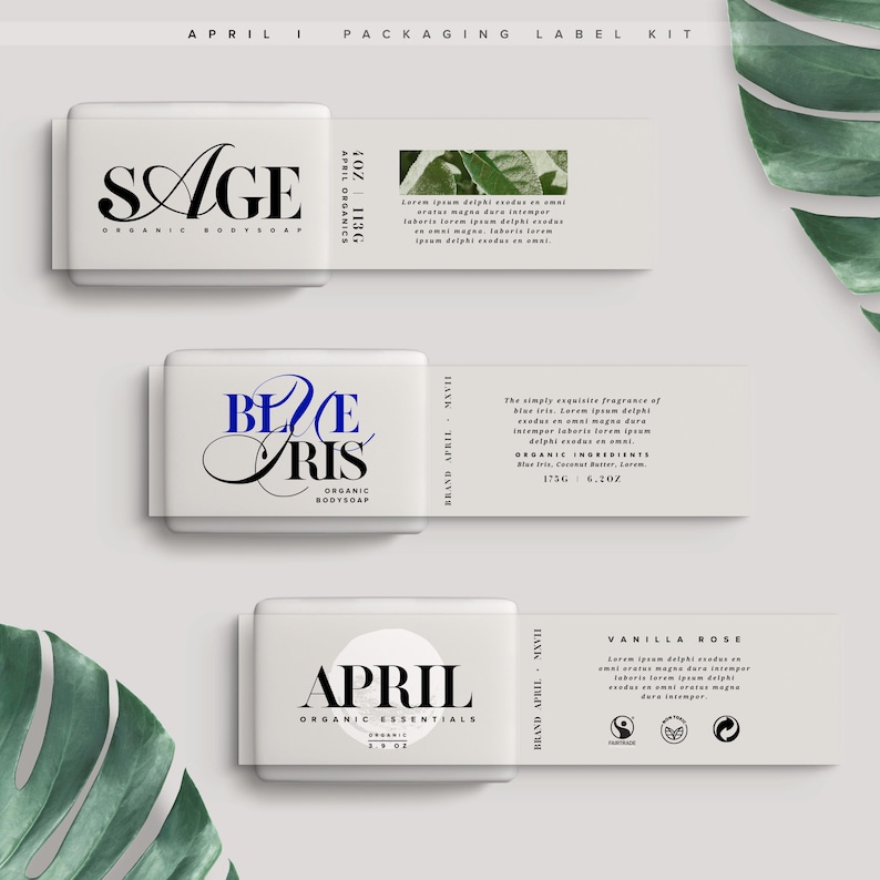 New Kit Label APRIL I Packaging Label Branding Kit, Mega CANVA Template Set, Elegant ...