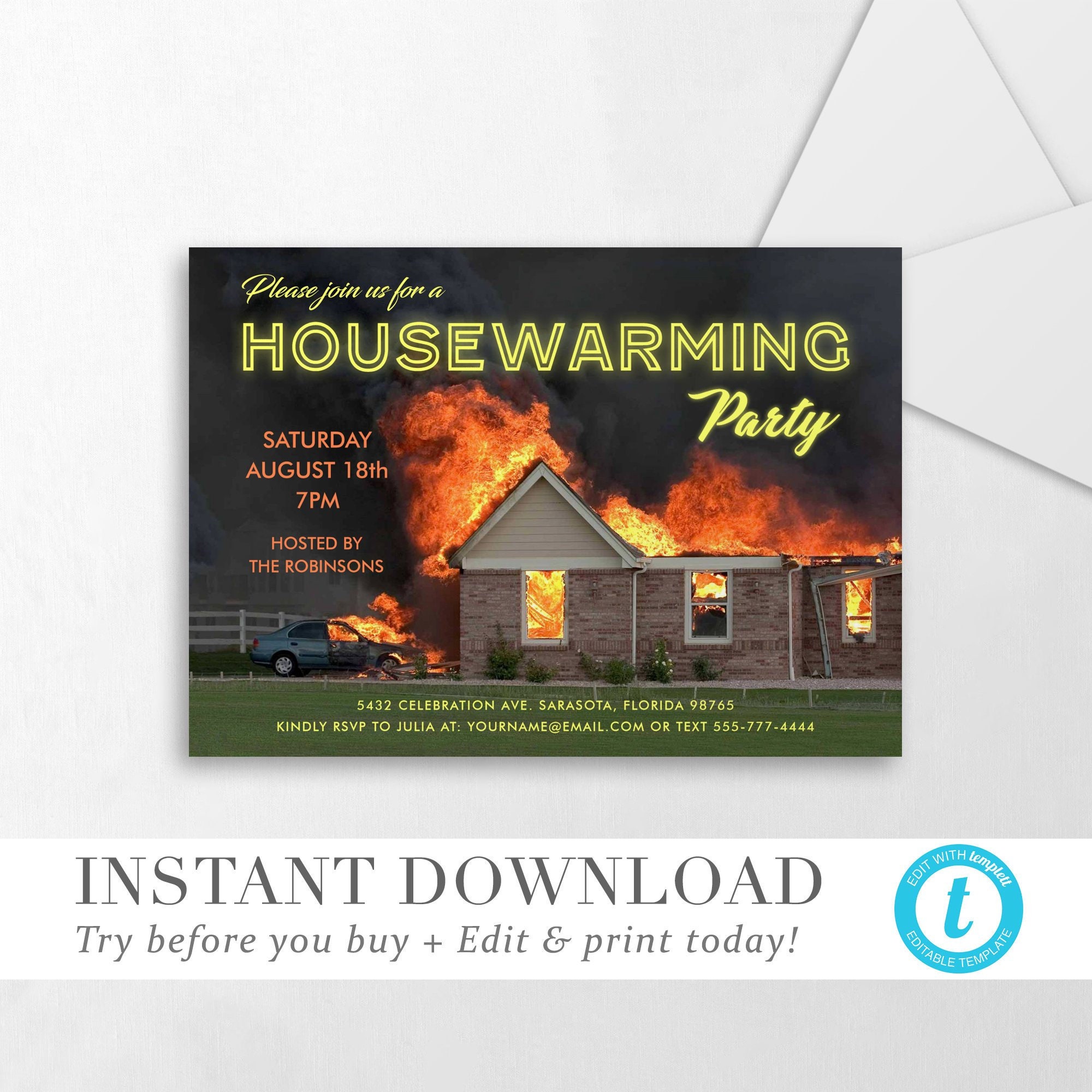 Funny Housewarming Party Invitation INSTANT DOWNLOAD Party Invite DIY ...