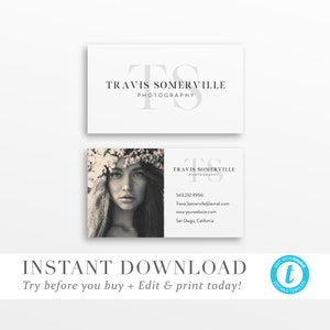 Business Card Template, INSTANT DOWNLOAD, Business Cards, CUSTOM Color Business Card Design, Printable Business Cards - Try before you buy!