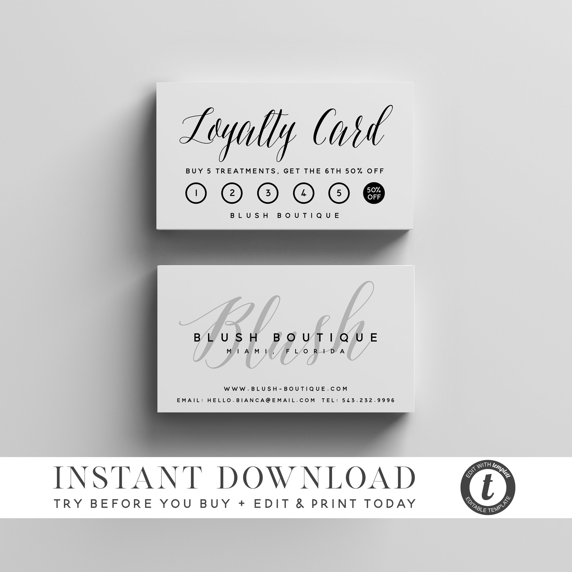 Loyalty Card Template INSTANT DOWNLOAD Modern Customer Etsy Australia