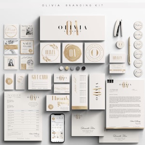 OLIVIA Large Branding Kit 50+ Templates, Large Business Kit, Logos, Cards, Social Media, DIY Customizable Editable Printable Collection