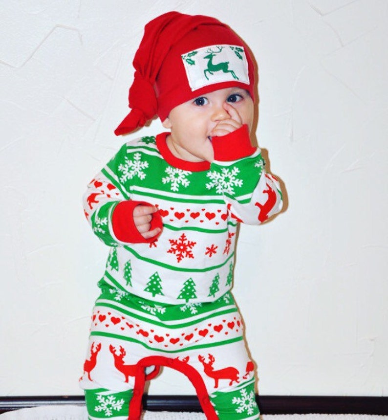 Baby Christmas Outfit, Christmas Pajamas, Baby's First Christmas, Christmas jammies, baby romper 