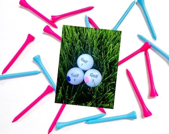 Golf Gender Reveal: Powder Filled Golf Balls & Pink/Blue Tees