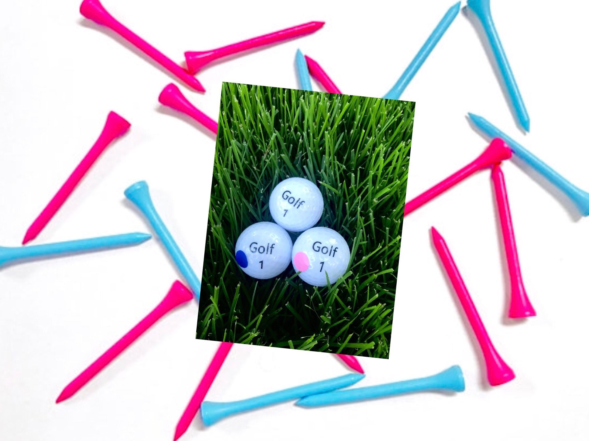 Golf Gender Reveal Package 2 Golf balls & 20 pink and blue Etsy
