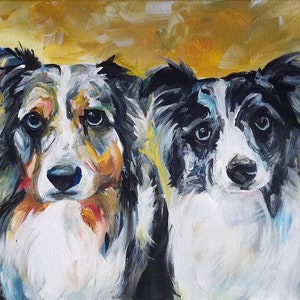 Custom Hand Painted 16 x 20 Pet Portrait, Acrylic on Canvas - One or more pets!