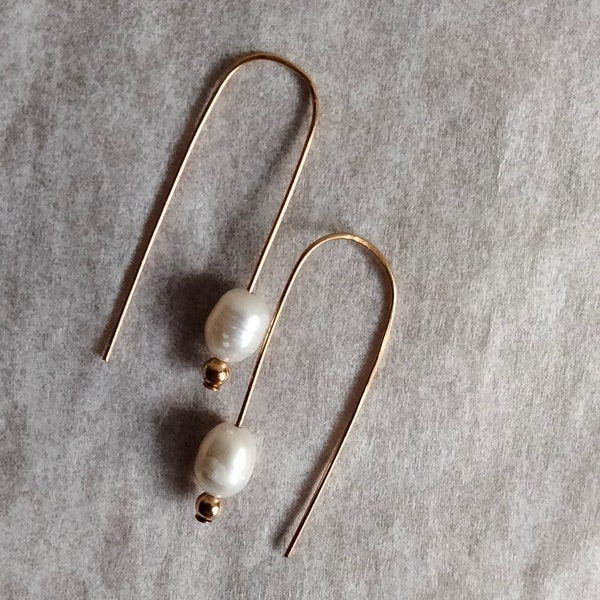 Rice Pearl Earrings with Brass