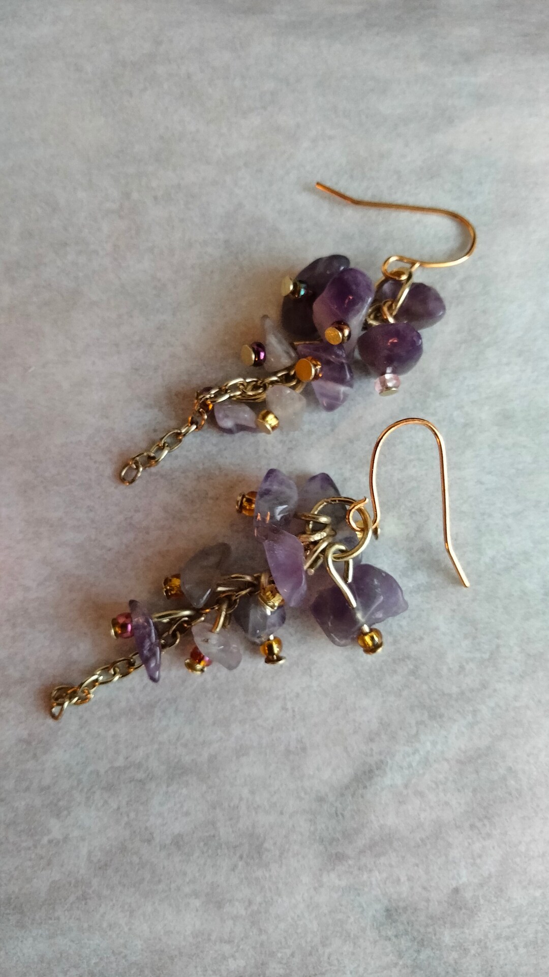 Amethyst Chip Cluster Earrings, Drop Earrings Etsy