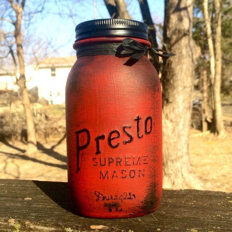 Rustic Red Mason jars Red vintage Mason Jars Rustic Mason Etsy