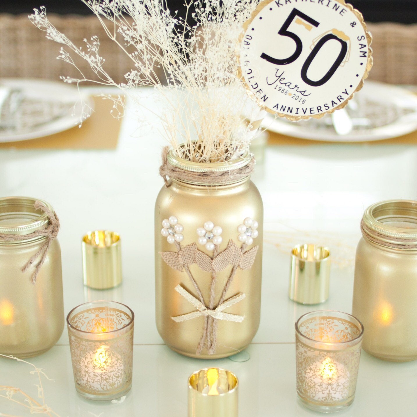 Gold Mason Jar Rustic Wedding Mason Jar Decor Country Etsy