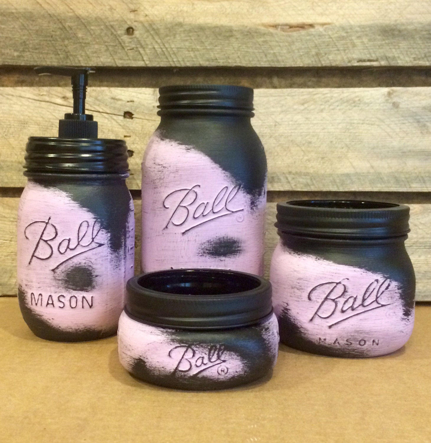 Mason Jar Bathroom Set Rustic Lavender Mason jars Lavender Etsy