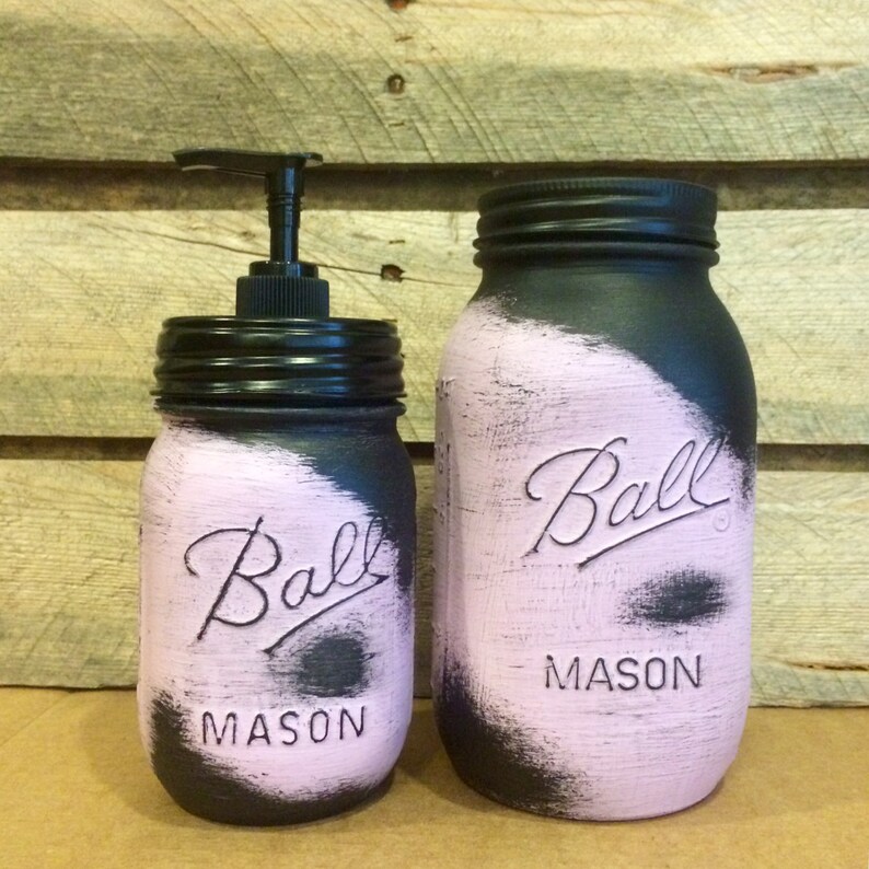 Mason Jar Bathroom Set Rustic Lavender Mason jars Lavender | Etsy