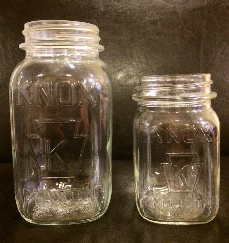 Vintage Knox Mason Jars K in Keystone 1 Pint Size and 1 Etsy