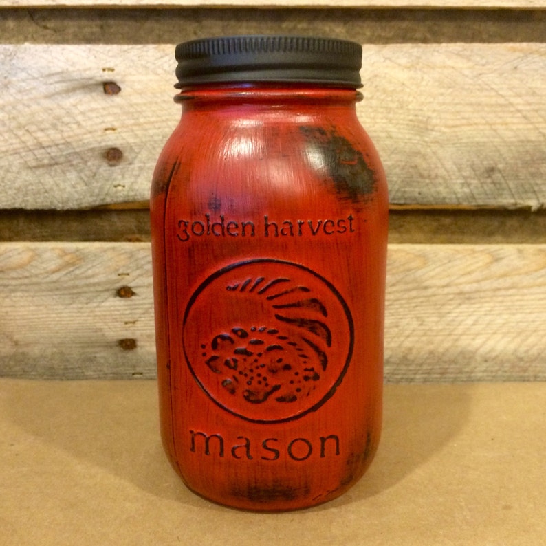 Rustic Red Mason jars Red Vintage Jars Mason Jar Etsy