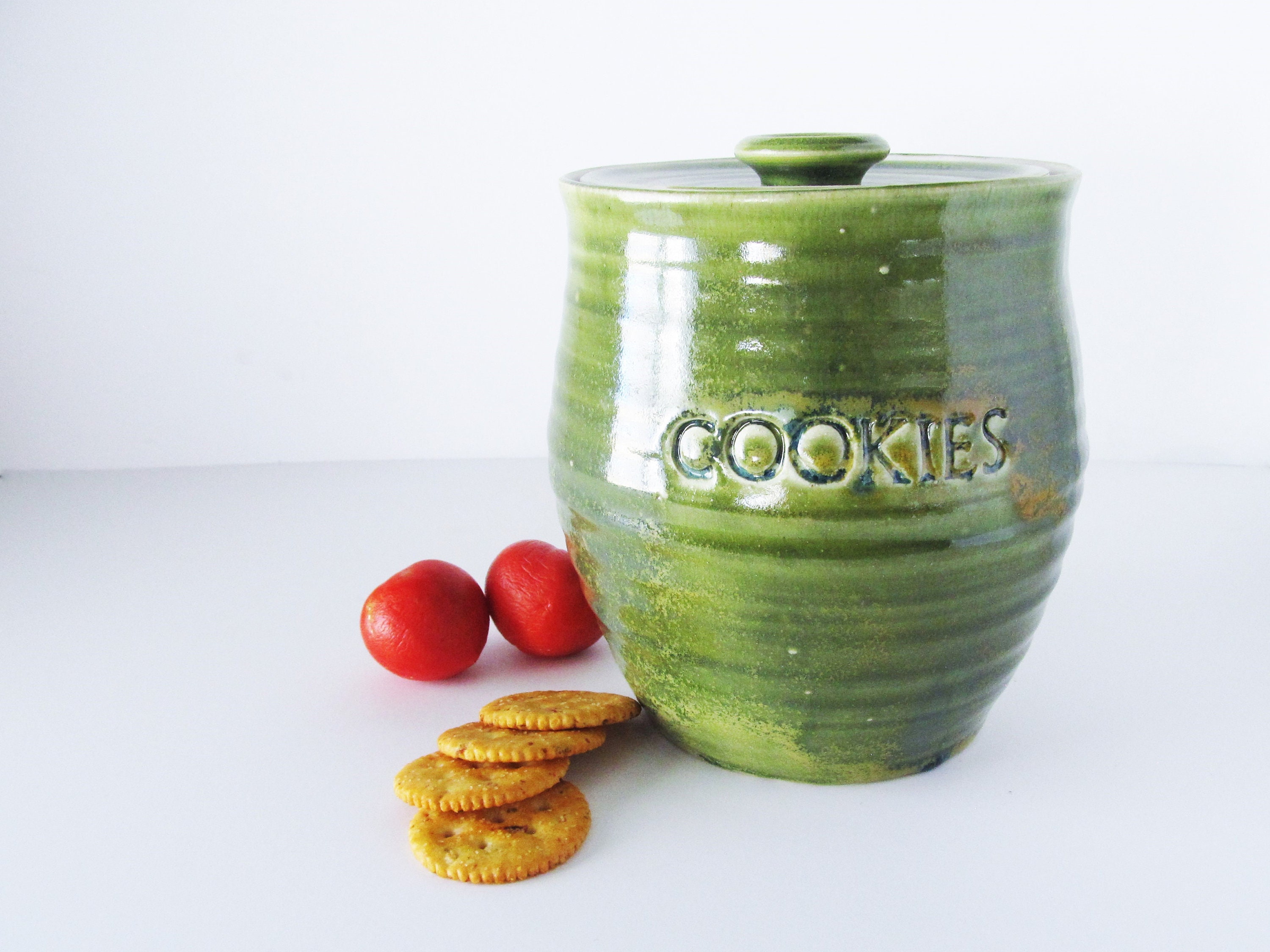 Large cookie jar/ kitchen canisters/ Christmas gift/ ceramic Etsy België