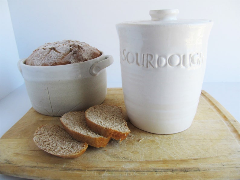 Gift for Him/ Sourdough Crock/ Black Kitchen Canisters/ Etsy