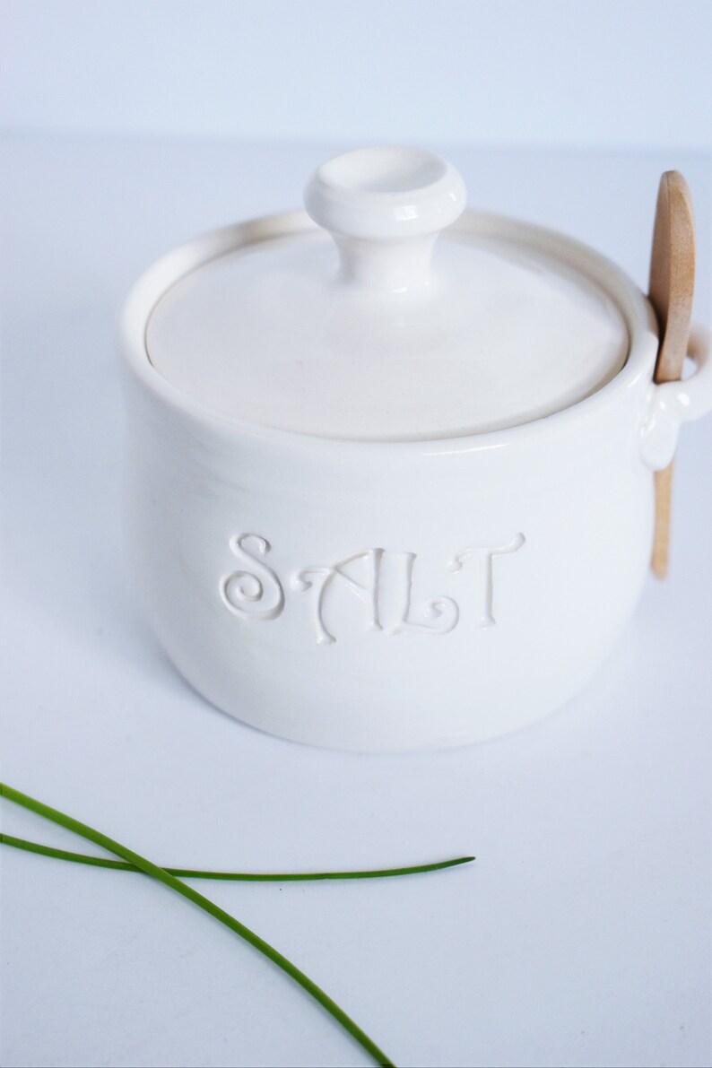 Salt Cellar/ Gift for Her/ Salt Cellar With Lid and Spoon/ Etsy