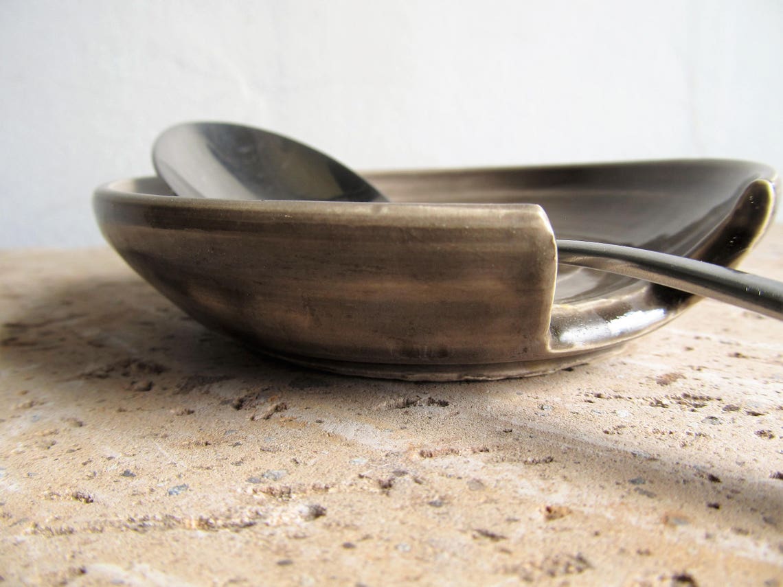 Gray spoon rest/ ceramic spoon rest/ christmas gift/ wedding Etsy